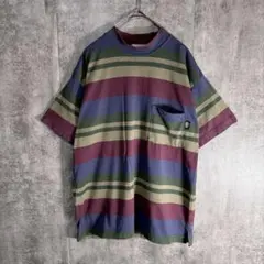 ALBEMARLE ボーダーTシャツ 38 マルチカラー 胸ポケット 半袖 古着のサムネイル