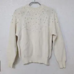Te chichi パール装飾アイボリーニットセーター