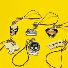 ストラップ ３個セット／チャーム／TRUMP／SKULL／ROCK／音符