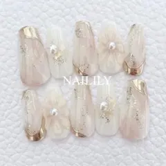 ネイルチップ ニュアンス ぷっくり キラキラ 韓国 ガーリー