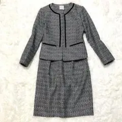 【美品】OPAQUE.CLIP ツイード ノーカラー スーツ セットアップ 38