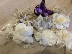 花モチーフ コサージュセット ホワイト パープル