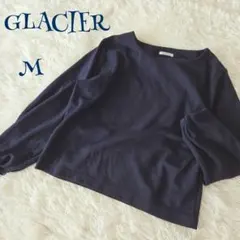 【グラシアス】ボートネック 二重仕立て 長袖カットソー M 上品 きれいめ 紺