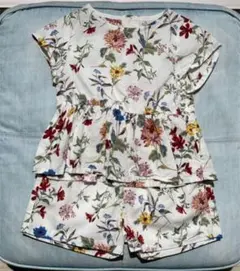 プティマイン　花柄　セットアップ　ブラウス　キュロット　セット