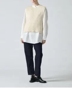 【mizuiro ind】テープヤーン　ベスト　オフホワイト