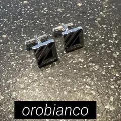 oac102 オロビアンコ カフリンクス シルバー×ブラック黒ロゴのサムネイル