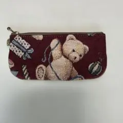 未使用品 テディベア柄 ゴブラン織り ポーチ くま - メルカリ