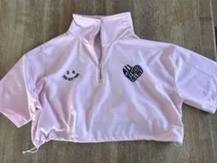 ハーフジップ スウェット ピンク