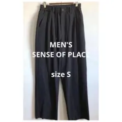 メンズ SENSE OF PLACE 黒パンツ ポリエステル94% 春秋