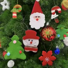 フェルト製クリスマスオーナメント6個セット　飾り　サンタ　トナカイ　パーティ