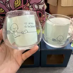 スヌーピー　チャーリーブラウン　グラスマグカップ 2個セット