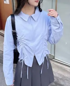 INGNI ライトブルー ギャザーシャツ 長袖