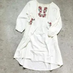 rivet&surge リベートアンドサージ 花柄 刺繍 ワンピース　七分丈