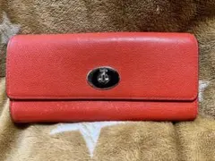 COACH オレンジ レザー 長財布　※正規品