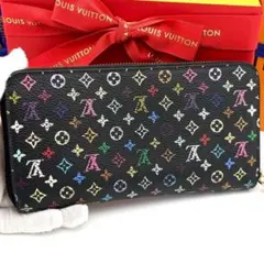 ★希少美品★ルイヴィトン 長財布 ジッピーウォレット マルチカラー 黒 ピンク