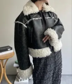 フェイクレザー ボアブルゾン