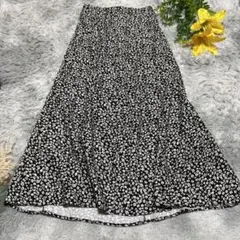 RadaLista ラダリスタ 花柄 ロングスカート フレア 総柄 ブラック L