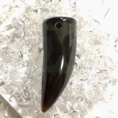 三眼牙型天珠 三眼天珠 牙型天珠 特殊天珠 茶カーキ 天珠 開運 厄除け 魔除け