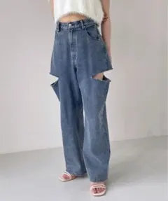 デニムパンツ ヘザー Heather サイドスリットデニムのサムネイル