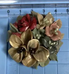 ハンドメイド　お花　ブーケ　ブローチ　アンティーク