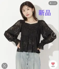 アンドクチュール　長袖　トップス　シースルー　ペプラムのサムネイル