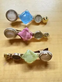 カラフルな幾何学バレッタ3個セット