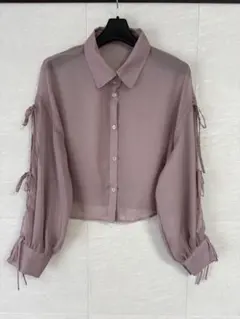 tiptop+pocket 袖リボン シアーシャツ ピンクのサムネイル