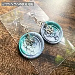ピアス イヤリング ハンドメイド 雪 シカ 鹿 シーリングワックス アクセサリー