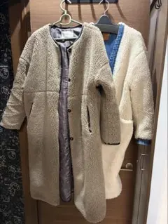 【かわう様専用】ボア ロングコート ベージュ ホワイト