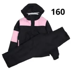 スキーウェア 女の子 ジュニア サイズ調節可 耐水圧5000mm ブラック160