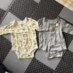 バナナ柄とサルのイラストのベビー肌着2点セット