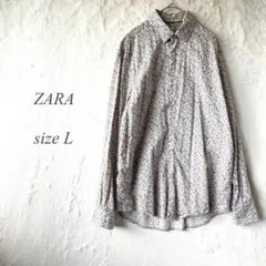 ZARA 長袖柄シャツ 花柄 総柄 Lサイズ メンズオシャレ 1685