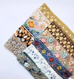 お得✨30cm×10本 　計3mインド刺繍リボンハギレ　no.34