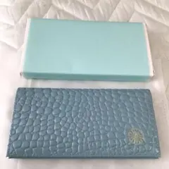 ライトブルー クロコダイル型押し 長財布