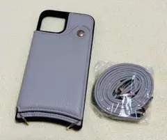 ショルダーストラップ付き iPhoneケース グレー
