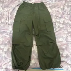 レディース カーキ カーゴパンツ 裾ドロスト仕様