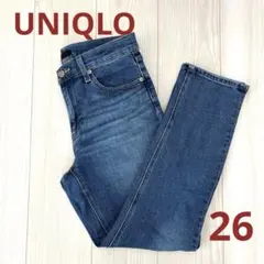 【UNIQLO】スリムストレートジーンズ ブルー 26