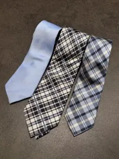 ネクタイ3本セット 水色 チェック柄