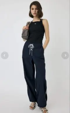 moussy SHEER PANEL LACE UP パンツ D/NVY3