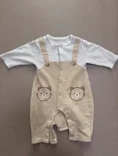 クマ刺繍ロンパース ベージュ 70cm