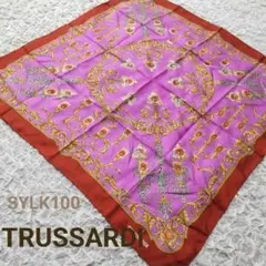 【スカーフ】トラサルディ シルク100 大判スカーフ レトロ バブル　燭台