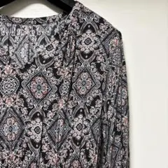 N.幾何学模様 長袖ロングワンピース⭐︎超美品！