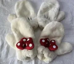 ミトン 手袋 ミッキー ミニー ディズニー リボン もこもこ 冬 防寒 ペア