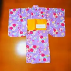 マザウェイズ　浴衣 130 パープル 花柄 帯付きのサムネイル