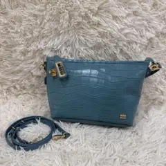 ラバガジェリー クロコ型押し2way ショルダーバッグ　ブルー　水色