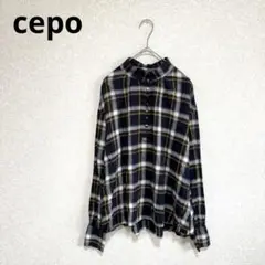 cepo セポ ハイネックハーフボタンシャツ チェック柄 レーヨン Mのサムネイル
