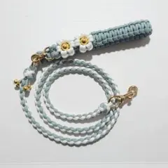 パラコード カフェリード120cm 金具ゴールド 小型犬 スモーキーブルー 人気