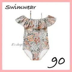 水着　子供　90 ベビー　キッズ　オフショルダー　ワンピース　花柄