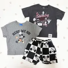 ディズニー ミッキー ベビー 3点セット Tシャツ トップス ハーフパンツ 90