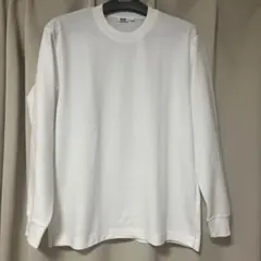 【新品】UNIQLO U エアリズムコットンクルーネック長袖　ホワイト Lのサムネイル
